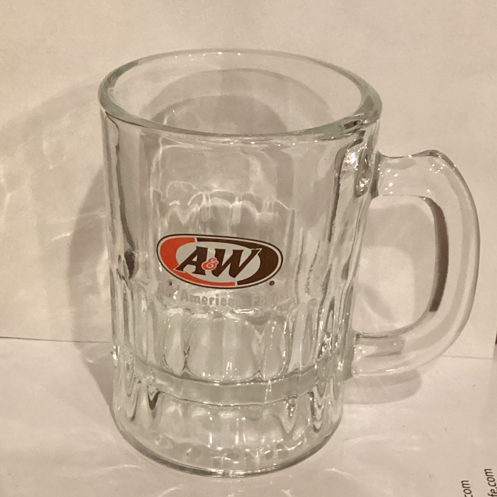 A&W Clear Glass Mug with Orange Logo